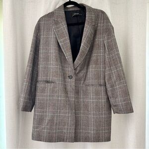 Zara Black and Red Checkered Blazer